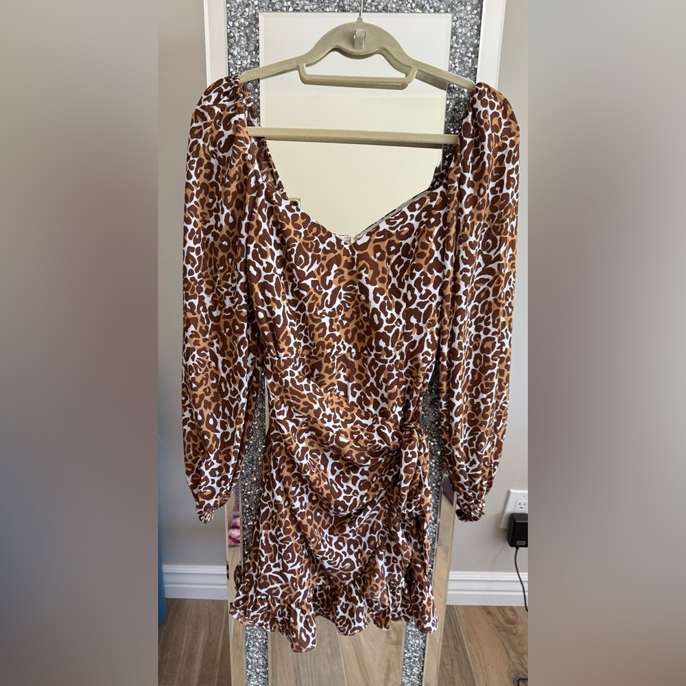 Lilly Pulitzer Brown and White Ruched Bodycon Dress